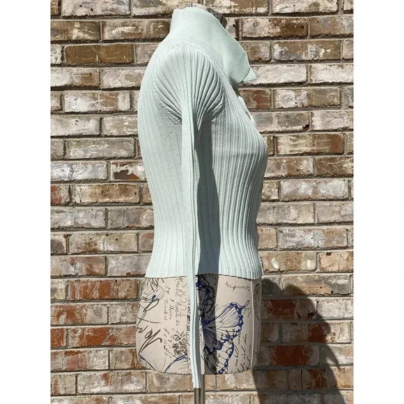 JONATHAN SIMKHAI Shirt‎ Womens Small Elsi Rib Polo Cardigan Pistachio Green Top - Picture 4 of 16